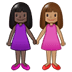 👩🏿‍🤝‍👩🏽 women holding hands: dark skin tone, medium skin tone display on Samsung